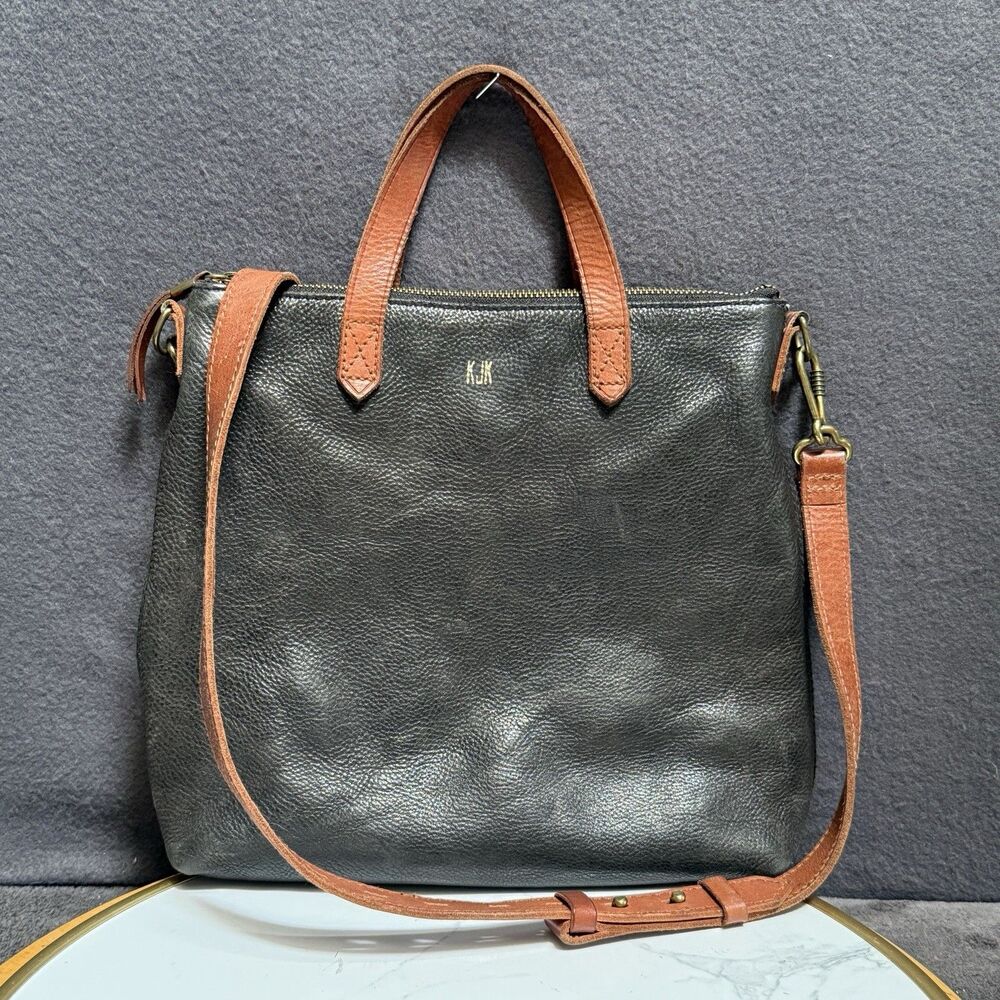 MADEWELL Transport Crossbody Tote Black Brown Leather 2 Way Shoulder Bag Purse